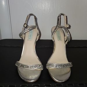 Silver glitter wedge